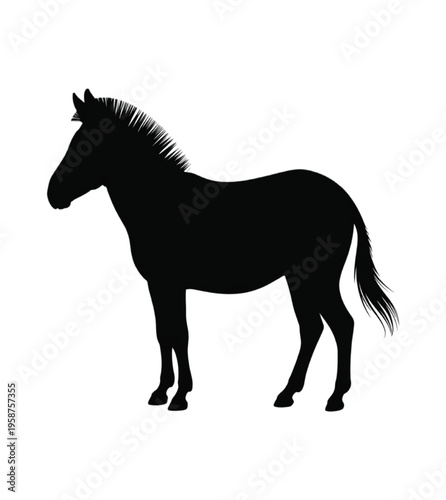 Silhouette of a horse standing against a white background vector illustration EPS PNG file
