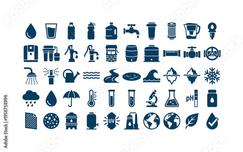Collection of water-related icons for resource management and conservation
