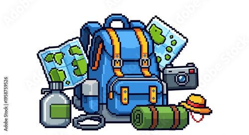 Backpack and Travel Gear Illustration.