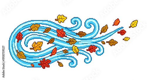 Autumn Leaves Blown by Strong Wind Gusts.