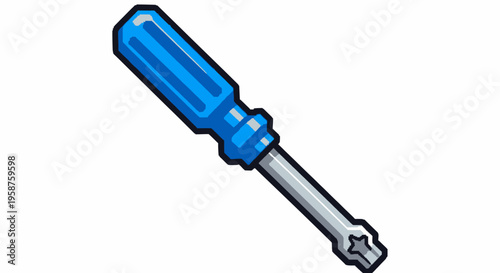 Blue handled socket screwdriver tool illustration.