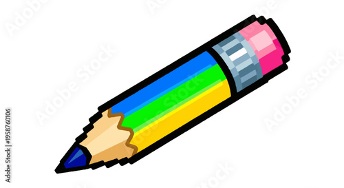 Colorful Pencil with Eraser and Sharp Point.