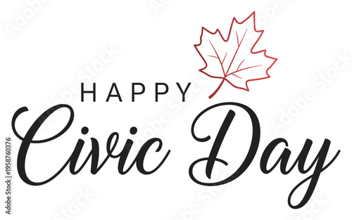 Happy civic day canada celebrations with maple leaf icon