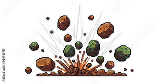 Explosion of Rocks and Debris in Space.