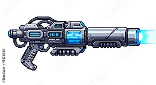 Futuristic Sci-Fi Energy Weapon with Glowing Blue Barrel.