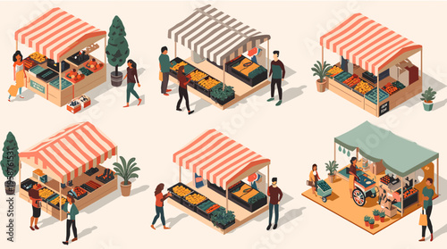 An illustration of a woman purchasing coffee and pastries at a cafe, evoking a sense of morning routine and casual shopping.