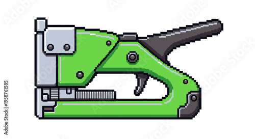 Green Heavy Duty Staple Gun Tool Illustration.