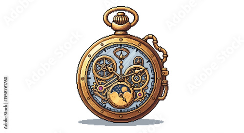 Intricate Steampunk Pocket Watch with Celestial Complications.