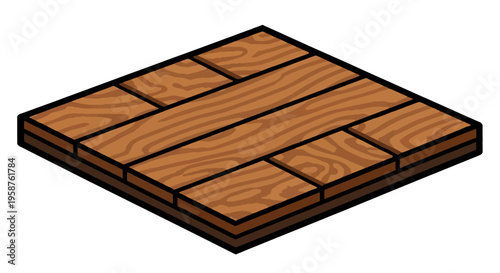 Isometric Wooden Floor Tile with Detailed Grain Texture.