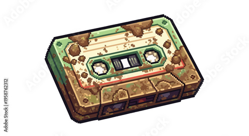 Old Rusty Cassette Tape Illustration.