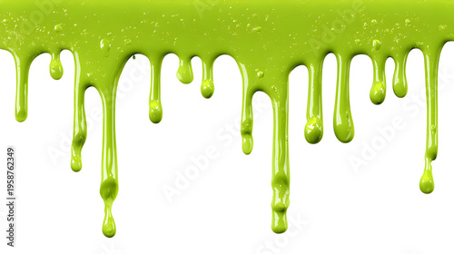 Dripping slime texture, gooey playful and horror-themed design element isolated on white background