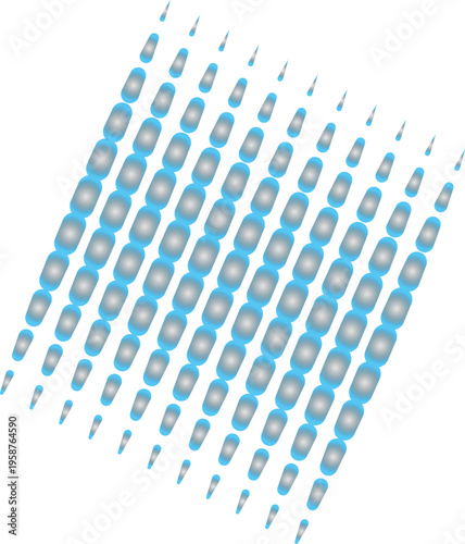 Glowing blue spherical clusters in diagonal converging streamlines