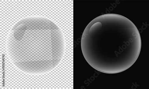 Reflective spherical glossy surface versus textured diffusion overlay