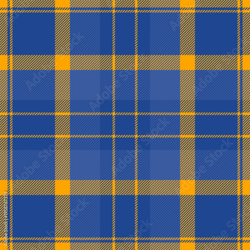 Page seamless tartan check, present plaid background pattern. Mix texture fabric vector textile in blue and orange colors.