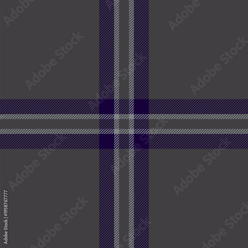 Doodle textile background pattern, direct vector seamless texture. Colourful check fabric tartan plaid in grey and dark colors.