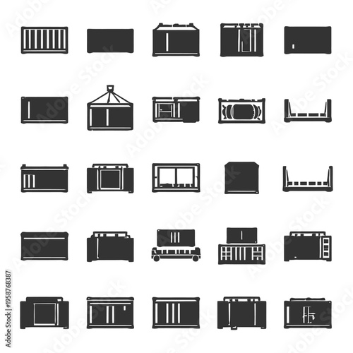 Variety of container silhouettes for shipping and storage solutions.
