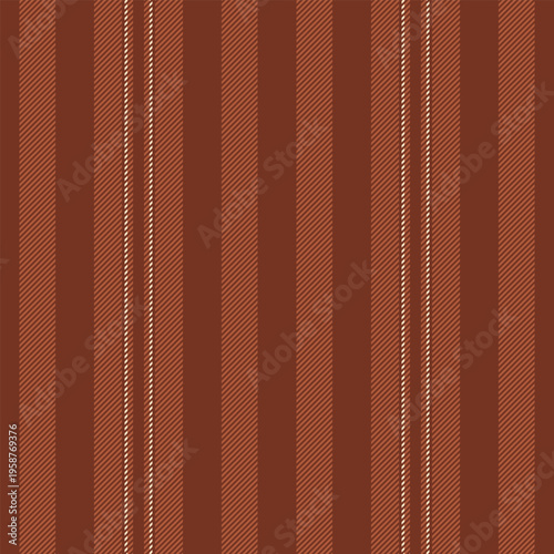 Print stripe lines seamless, purity textile background vertical. Fiber fabric pattern vector texture in red and orange colors.