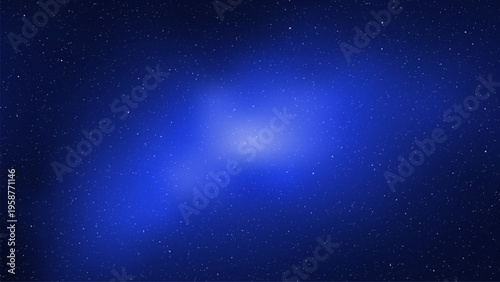 Space vector background with blue nebula and glowing stars. Abstract deep cosmos landscape with bright galaxy light. Wallpaper for science fiction and astronomical design project.