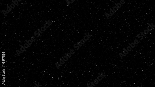 Starry night sky with glowing white dots as cosmic background. Abstract space scene with scattered stars in dark universe. Digital art texture for astronomy and science concept design.