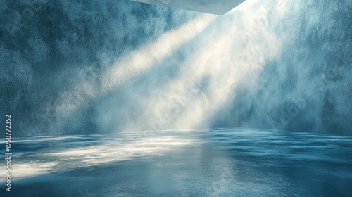 Wallpaper Mural Softly lit 3d room with icy textured background and beams of light shining through misty atmosphere creating serene ambiance Torontodigital.ca