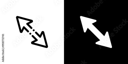 Double Sided Resize icon concept with flat Black White Background. Vector illustration.