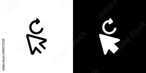 Reload Page Action icon concept with flat Black White Background. Vector illustration.