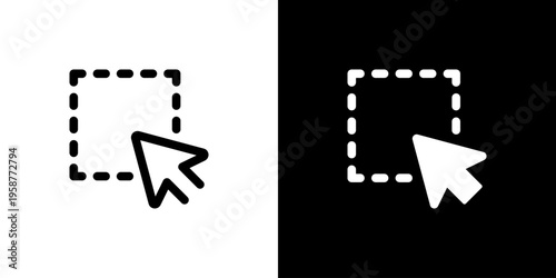 Selection Area Target icon concept with flat Black White Background. Vector illustration.