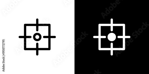 Center Precision Target icon concept with flat Black White Background. Vector illustration.