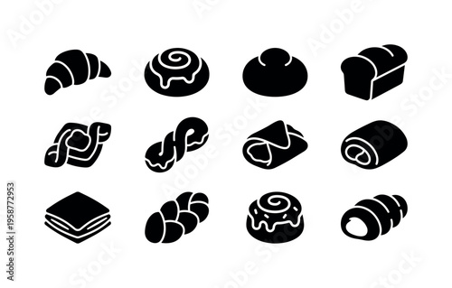 Collection of delicious baked goods icons for your design needs