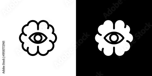 Visual Insight Monitoring icon concept with flat Black White Background. Vector illustration.