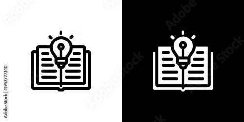 Digital Education Learning icon concept with flat Black White Background. Vector illustration.