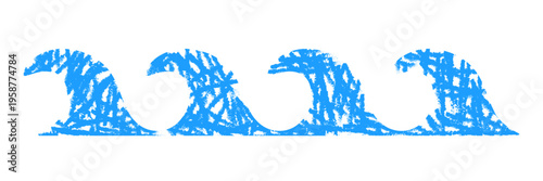 Wave charcoal vector. Wave crayon drawing vector