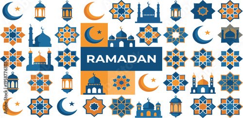Ramadan Icons Collection A Set of Islamic Symbols and Greetings for the Holy Month