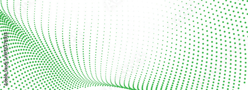 Tableau sur toile Abstract background with a flowing wave of green dots