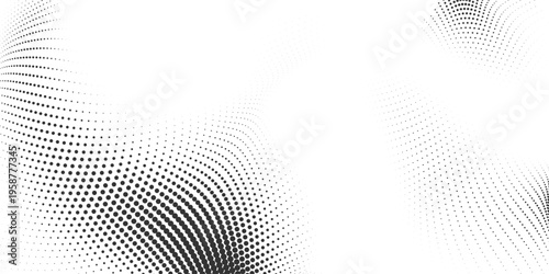 Cuadro en lienzo Abstract halftone background with wavy dotted lines, dynamic flow pattern, moder