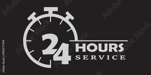 24 hours and 24/7 service icon set, full time open customer support symbols vector illustration