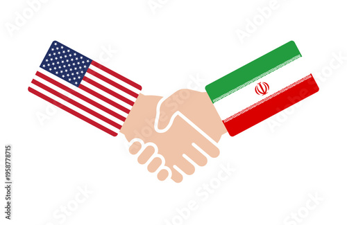 Handshake between United States and Iran flags symbolizing diplomacy