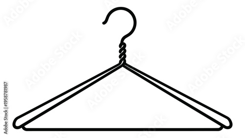 A simple black and white illustration of a metal clothes hanger