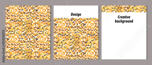 Set of vector cover notebook design. Abstract rainbow minimal triangles halftone template design for notebook paper, copybook brochures, book, magazine. Planner and diary cover for print.