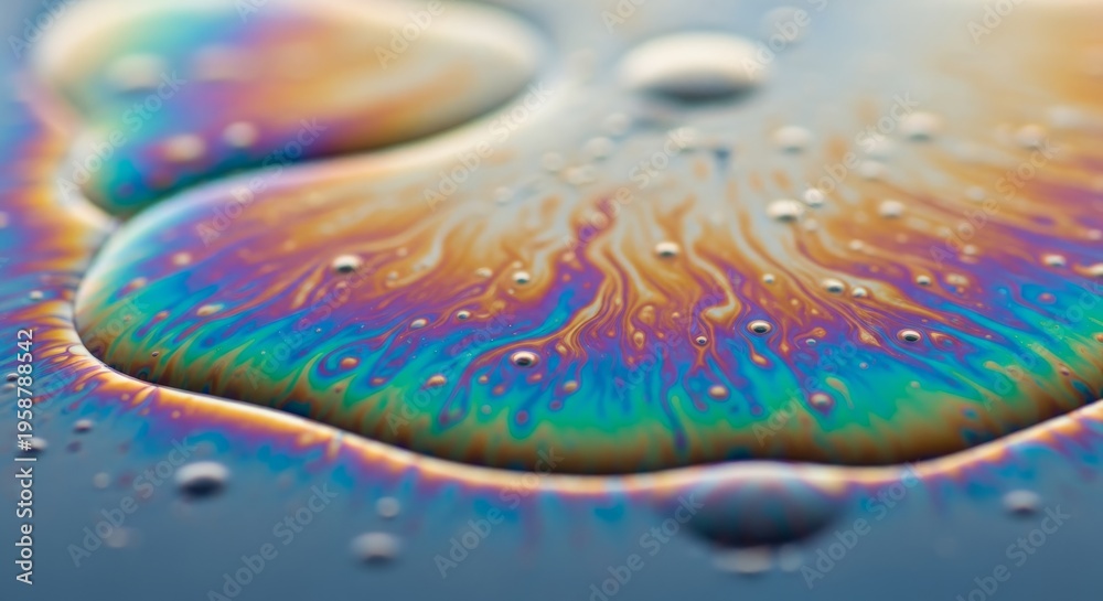 Fototapeta premium Colorful abstract oil spill pattern on water surface