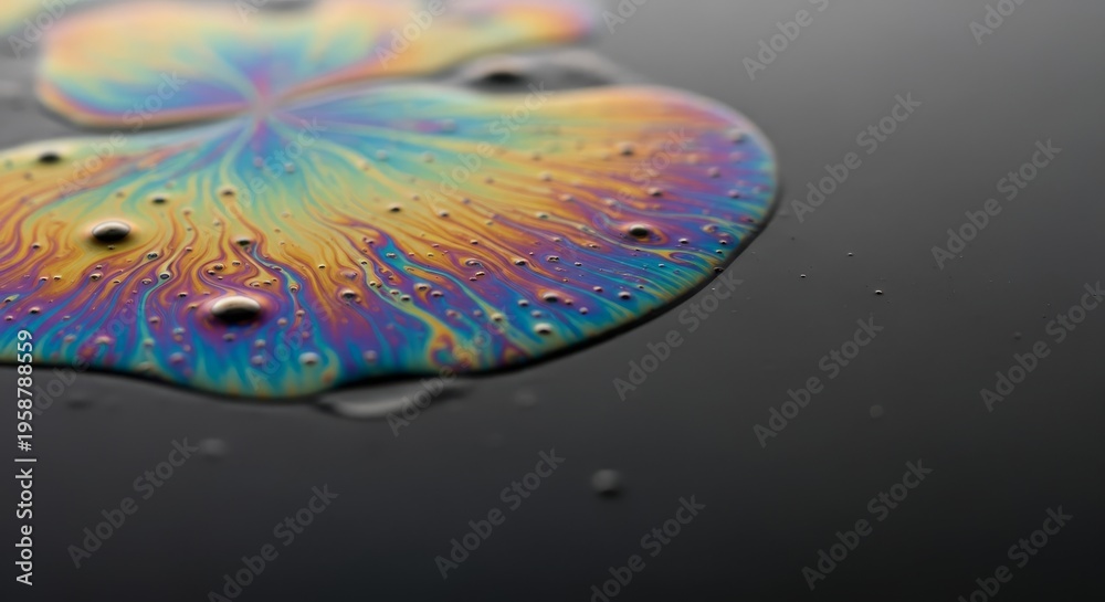 Naklejka premium Colorful soap film with vibrant swirls on dark surface