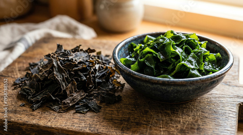 Rehydrated Wakame Seaweed Ready for Salad or Soup