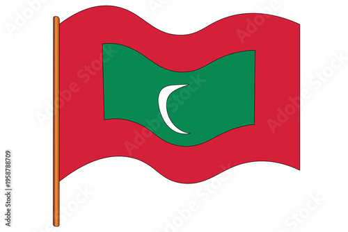 Republic of Maldives. Maldivian national symbol in official colors. Template icon. Vector background.