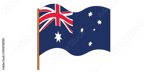 Flag of Australia. Australian national symbol in official colors. Template icon. Abstract vector background.