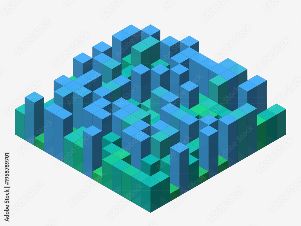 Naklejka premium Vibrant Cubic Grid Pattern Vector Art Poster