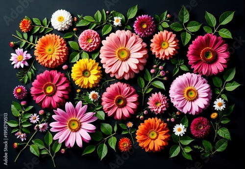 Floral Arrangement of Gerbera Daisies, Dahlias, and Chrysanthemums