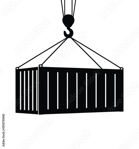 Container Icon Vector on White Background Shipping Container Sign Crane Symbol Export and Import Cargo Logistics Transport Industry Vector Illustration Design Concept