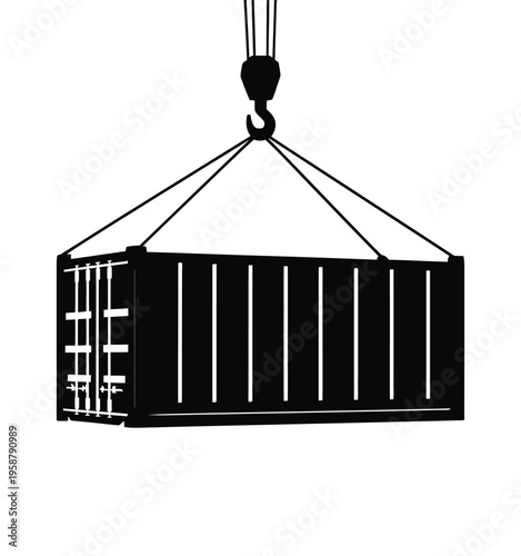 Container Icon Vector on White Background Shipping Container Sign Crane Symbol Export and Import Cargo Logistics Transport Industry Vector Illustration Design Concept