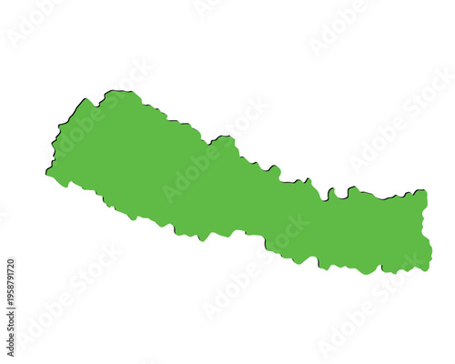 Map of Nepal, sign silhouette. World Map Globe. Vector Illustration isolated on white background. Asian continent.