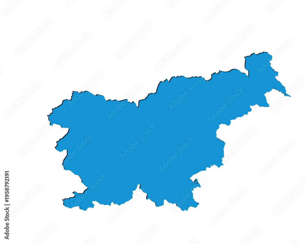 Fototapeta premium Map of Slovenia, sign silhouette. World Map Globe. Vector Illustration isolated on white background. Europe continent.